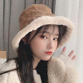Corduroy Faux Fur Bucket Hat