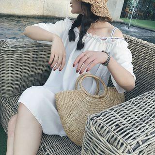 Off-shoulder Cross Strappy Chiffon Dress
