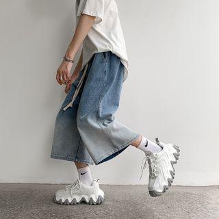 Gradient Capri Wide-leg Jeans