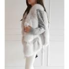 Open-front Eco-fur Vest Gray - One Size