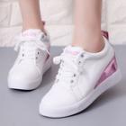 Color Block Hidden Wedge Lace-up Sneakers