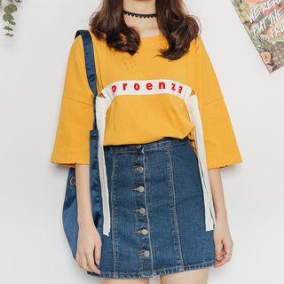 Strap Detail Distressed T-shirt