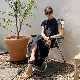 Cap-sleeve Long Shirtdress