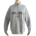 Lettering Embroidered Half-zip Pullover