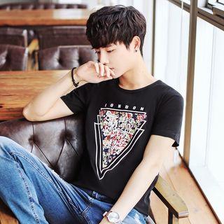 Floral Lettering Short-sleeve T-shirt