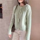 Long-sleeve Cable-knit Buttoned Knit Top