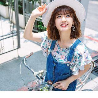 Flutter Sleeve Floral Chiffon Top