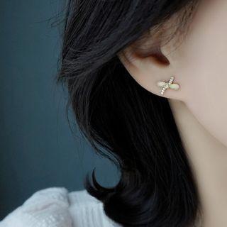 Cat Eyes Stone Bow Stud Earring