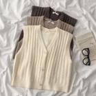 Button-up Sweater Vest / Long-sleeve Mock-neck T-shirt
