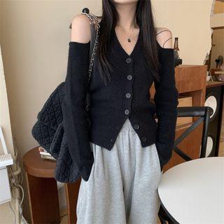 Cold Shoulder V-neck Cardigan