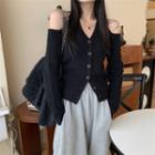 Cold Shoulder V-neck Cardigan