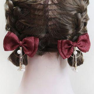 Faux Pearl Bow Hair Clip / Set