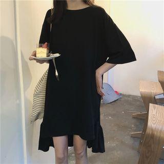 Ruffle Hem Lettering Short-sleeve T-shirt Dress