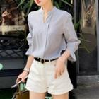 Open Placket 3/4-sleeve Blouse / Shirtdress With Belt