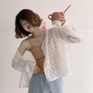 Lace Trim Cardigan White - One Size