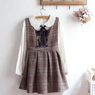 Sleeveless Woolen Plaid Dress