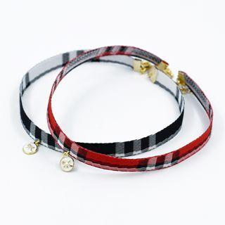 Coin Pendant Plaid Choker