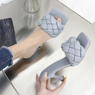 Woven High-heel Slide Sandals