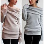 Long-sleeve Asymmetric Neck Sweater