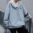 Smiley Face Print Zip Hoodie