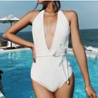 Halter Lace Embroidery Swimsuit