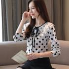 Collared Dotted Chiffon Blouse