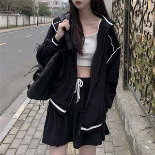 Set: Oversized Hoodie + Skirt Black Set - One Size