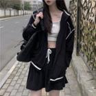 Set: Oversized Hoodie + Skirt Black Set - One Size