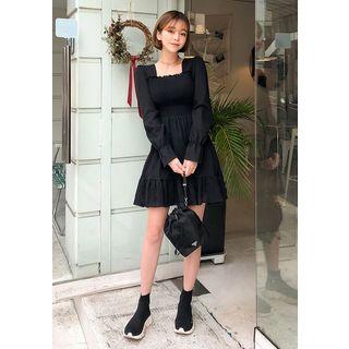 Smocked Ruffled A-line Minidress