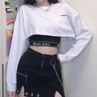 Set: Long-sleeve Crop T-shirt + Camisole Top