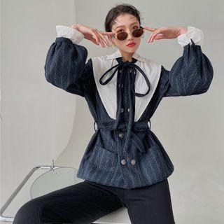 Contrast Panel Tie-strap Jacket