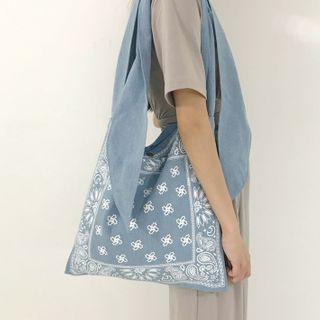 Patterned Denim Tote Bag