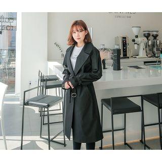 Notched-lapel Belted Wrap Coat