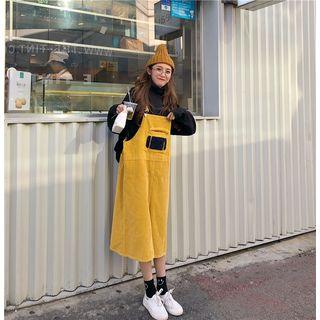 Long-sleeve Mock-neck Top / Corduroy Midi Jumper Dress