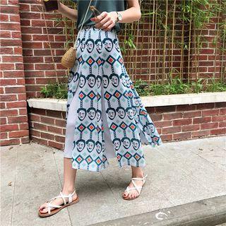 Slit-hem Print Maxi Skirt