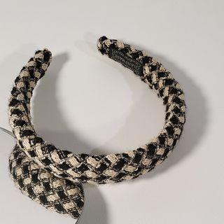 Check Headband Beige & Black - One Size