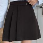 High-waist Plain Semi-body Accordion Pleat Miniskirt