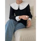 Double Collar Ribbed Blouse