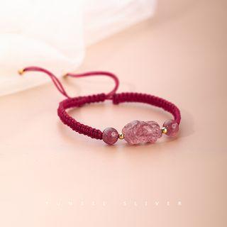Gemstone Braided Red String Bracelet Bracelet - Red - One Size