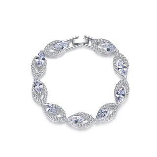 Fashion And Elegant Geometric Bracelet With Cubic Zirconia 18cm Silver - One Size