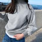 Mockneck Fleece-lined Sweatshirt Melange Gray - One Size