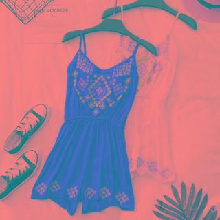 Embroidery Spaghetti Strap Romper
