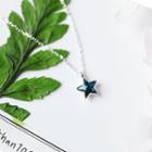 Rhinestone Star Necklace Blue Star - Silver - One Size