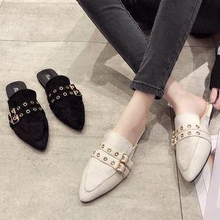 Pointed Eyelid-belt Mules