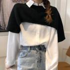 Plain Shirt / Knit Cape