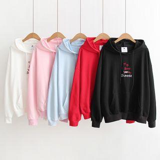 Front Pocket Embroidery Hooded Pullover