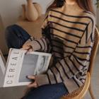 Mock-neck Stripe Longline Sweater
