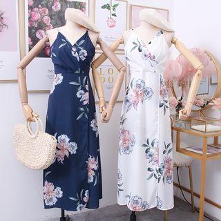 Flower-print Sleeveless Midi Dress
