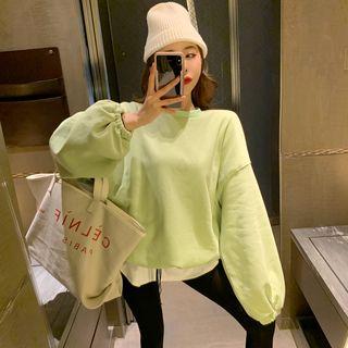 Plain Long-sleeve Pullover Pullover - One Size