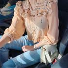 Flower-embroidery Frilled Blouse
